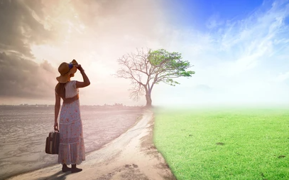 New Life Concept Woman Standing Between Stock Photo 1867116583 | Shutterstock